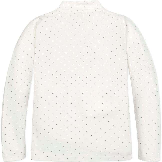 Organic Long Sleeve Mock Neck Knit Top, Soft White Pindot - T-Shirts - 3