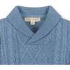 Organic Long Sleeve Shawl Collar Cable Sweater, Medium Blue Marl - Sweaters - 2 - thumbnail