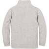 Organic Long Sleeve Half Zip Cable Pullover Sweater, Light Gray Heather Chevron - Sweaters - 3 - thumbnail