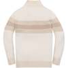 Organic Long Sleeve Half Zip Sweater with Engineered Stripe, Natural Chevron Chest Stripe - Sweaters - 3 - thumbnail