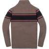 Organic Long Sleeve Half Zip Sweater with Engineered Stripe, Taupe Heather Chest Stripe - Sweaters - 3