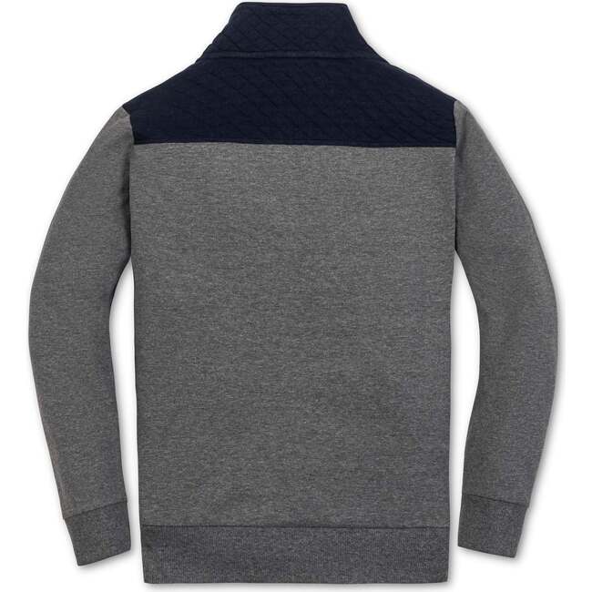Organic Long Sleeve French Terry Half-Zip Pullover, Navy and Dark Gray Heather - Sweatshirts - 3