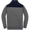 Organic Long Sleeve French Terry Half-Zip Pullover, Navy and Dark Gray Heather - Sweatshirts - 3 - thumbnail