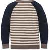 Organic Long Sleeve Raglan Sweater, Taupe Stripe - Sweaters - 3 - thumbnail
