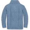 Organic Long Sleeve Shawl Collar Cable Sweater, Medium Blue Marl - Sweaters - 3 - thumbnail