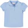Organic Puff Sleeve Jersey Knit Polo, Classic Blue with White - Polo Shirts - 1 - thumbnail