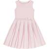 Organic Sleeveless Pleated Sweater Dress with Bow, Rose Marl - Dresses - 1 - thumbnail