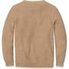 Organic Long Sleeve Crewneck Sweater with Buttons, Camel Heather Herringbone - Sweaters - 3