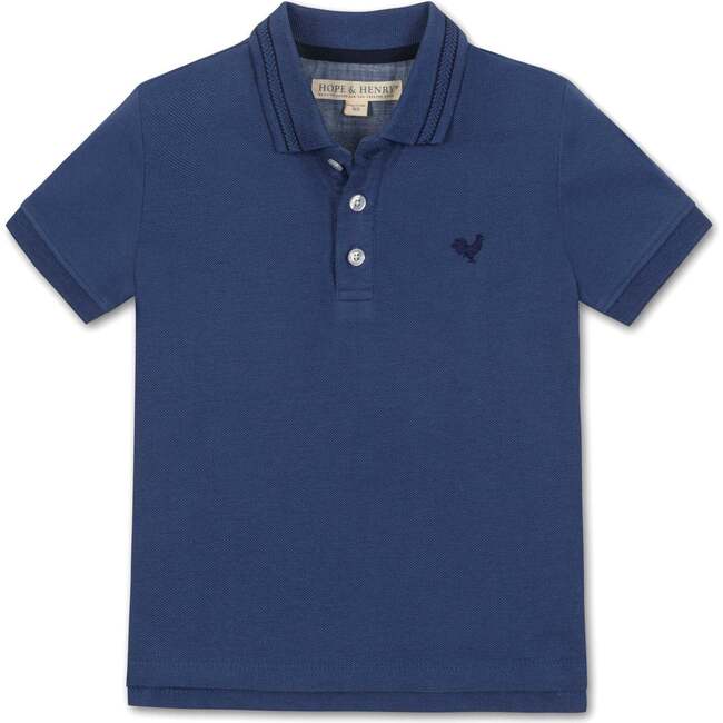 Organic Short Sleeve Knit Pique Polo Shirt, Dark Blue