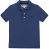 Organic Short Sleeve Knit Pique Polo Shirt, Dark Blue - Polo Shirts - 1 - thumbnail