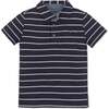 Organic Short Sleeve Jersey Polo, Navy Breton Stripe - Polo Shirts - 1 - thumbnail
