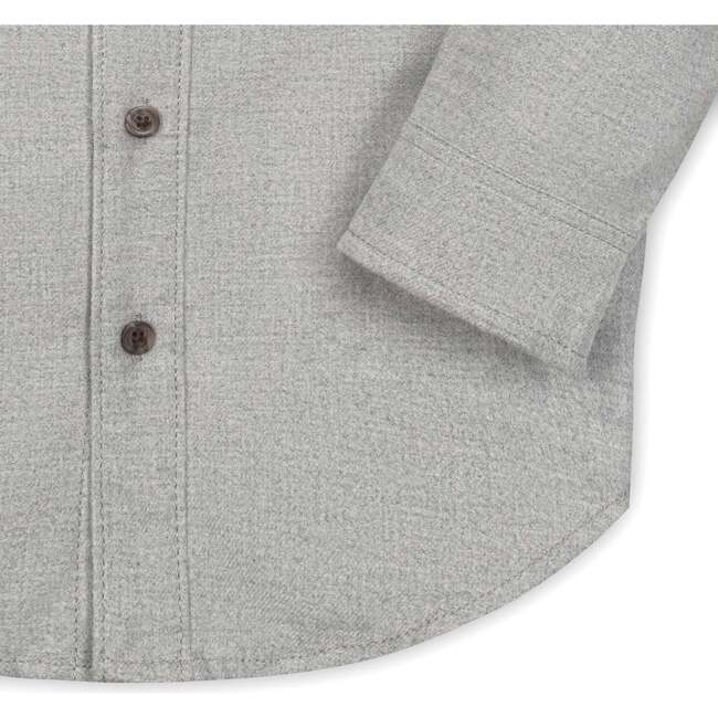 Organic Long Sleeve Flannel Button Down Shirt with Elbow Patches, Gray Heather Flannel - Button Downs - 3