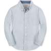 Organic Stretch Poplin Long Sleeve Button Down Shirt, Blue Ticking Stripe - Button Downs - 1 - thumbnail