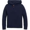 Quilted Hooded Sweatshirt, Navy Quilted - Sweatshirts - 1 - thumbnail
