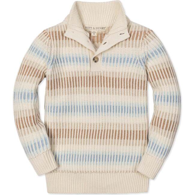 Organic Mock Neck Stripe Sweater, Ombre Winter Stripe