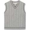 Organic V-Neck Cable Sweater Vest, Gray Heather Cable - Vests - 1 - thumbnail