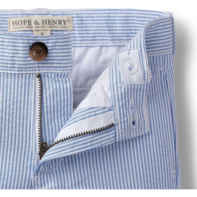 Organic Seersucker Suit Pant, Blue Seersucker