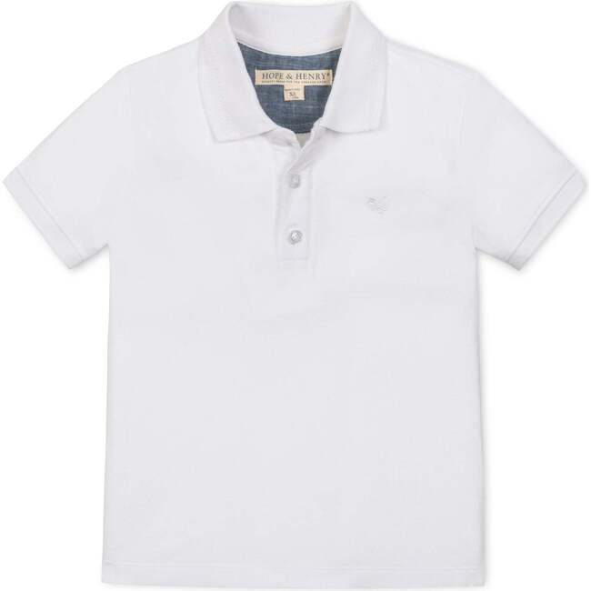 Organic Short Sleeve Knit Pique Polo Shirt, White