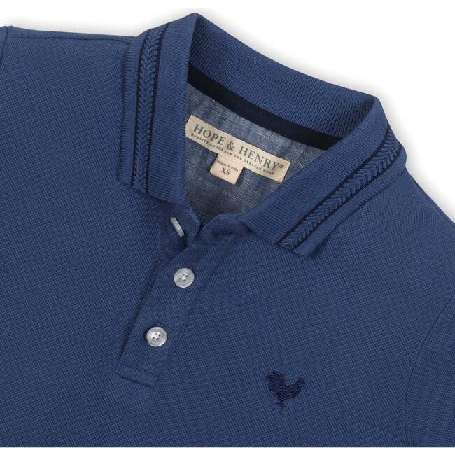 Organic Short Sleeve Knit Pique Polo Shirt, Dark Blue