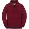 Organic Mock Neck Stripe Sweater, Dark Red - Sweaters - 1 - thumbnail