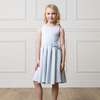 Organic Sleeveless Pleated Sweater Dress with Bow, Light Blue Heather - Dresses - 3 - thumbnail