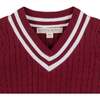 Organic Short Sleeve Cricket Sweater Dress, Dark Red Cable - Dresses - 2 - thumbnail
