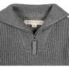 Organic Rib Knit Half Zip Pullover Sweater, Dark Gray Heather - Sweaters - 2 - thumbnail
