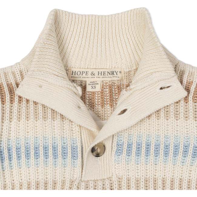 Organic Mock Neck Stripe Sweater, Ombre Winter Stripe