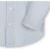 Organic Stretch Poplin Long Sleeve Button Down Shirt, Blue Ticking Stripe - Button Downs - 3 - thumbnail