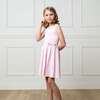 Organic Sleeveless Pleated Sweater Dress with Bow, Rose Marl - Dresses - 3 - thumbnail