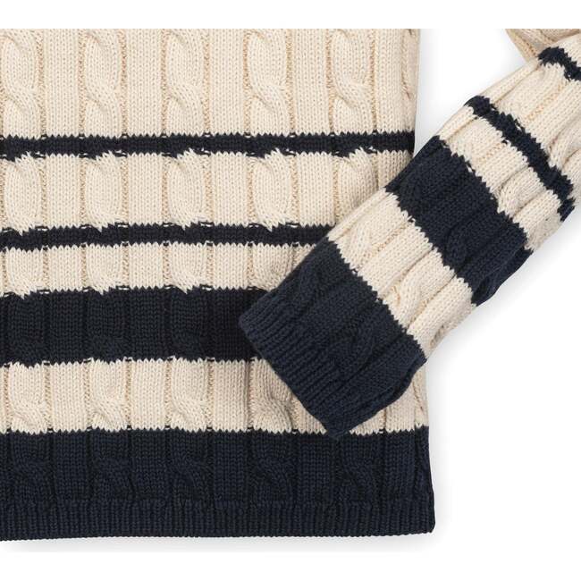 Organic Roll Neck Cable Sweater, Ivory Cable