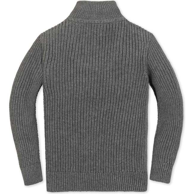 Organic Rib Knit Half Zip Pullover Sweater, Dark Gray Heather - Sweaters - 3