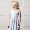 Organic Sleeveless Pleated Sweater Dress with Bow, Light Blue Heather - Dresses - 4 - thumbnail