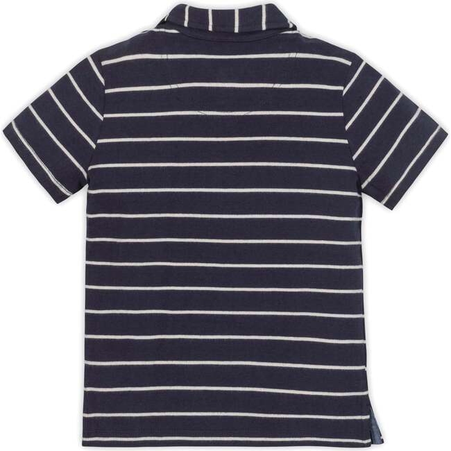 Organic Short Sleeve Jersey Polo, Navy Breton Stripe - Polo Shirts - 3