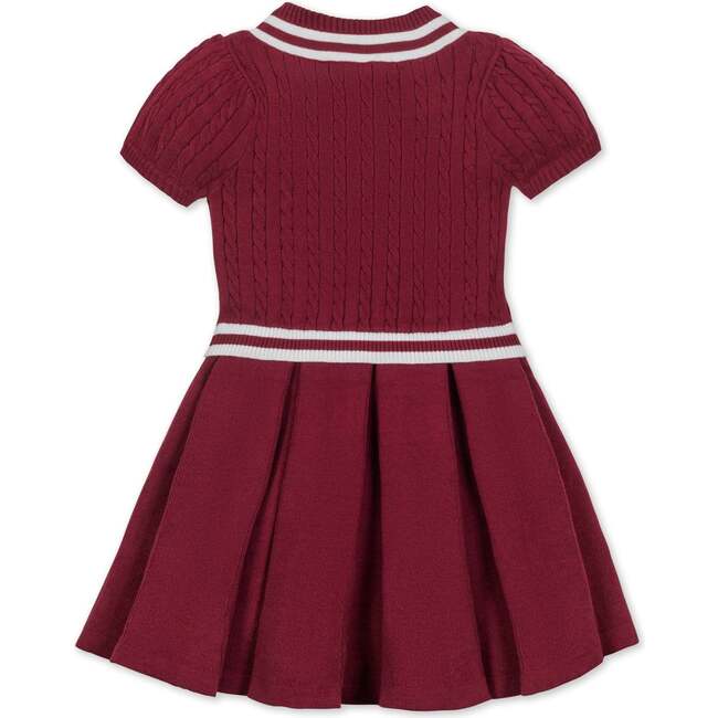 Organic Short Sleeve Cricket Sweater Dress, Dark Red Cable - Dresses - 3