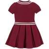 Organic Short Sleeve Cricket Sweater Dress, Dark Red Cable - Dresses - 3 - thumbnail