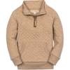Long Sleeve Quilted Kanga Half Zip Pullover, Camel Heather Quilted - Sweatshirts - 1 - thumbnail
