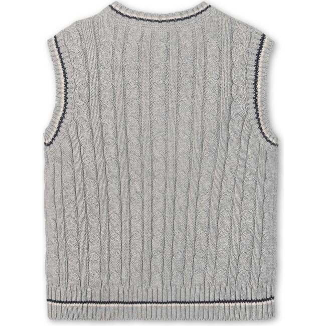 Organic V-Neck Cable Sweater Vest, Gray Heather Cable - Vests - 3