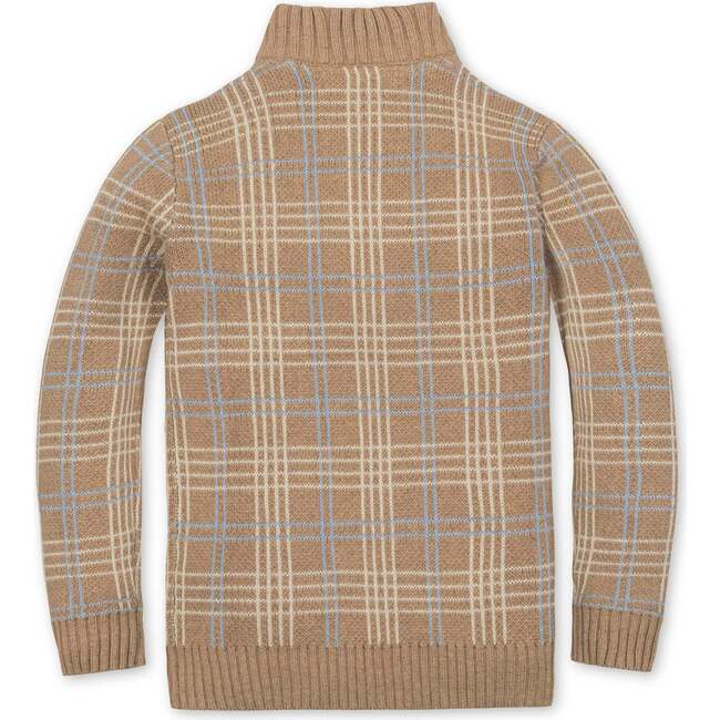 Organic Mock Neck Intarsia Sweater, Camel Heather Plaid Intarsia - Sweaters - 3