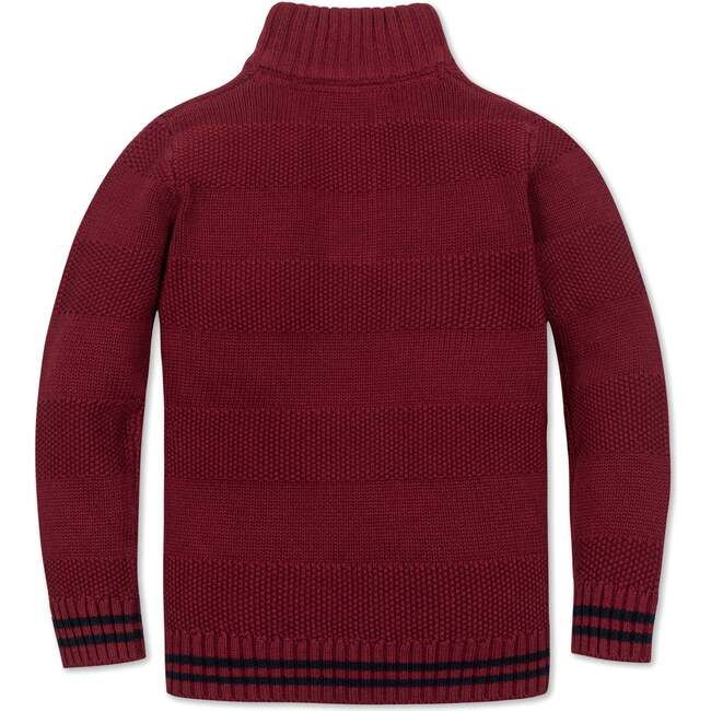 Organic Mock Neck Stripe Sweater, Dark Red - Sweaters - 3