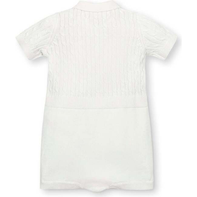 4 Piece Cable Shortie Romper, Beanie, & Bootie Boxed Gift Set, White Cable Shortie Romper Set