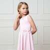 Organic Sleeveless Pleated Sweater Dress with Bow, Rose Marl - Dresses - 4 - thumbnail