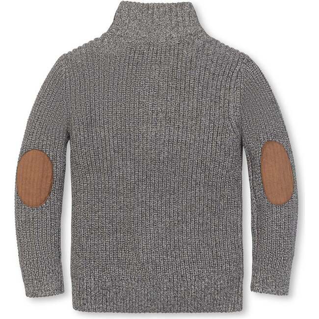 Organic Mock Neck Cardigan Stitch Sweater, Salt and Pepper - Sweaters - 3