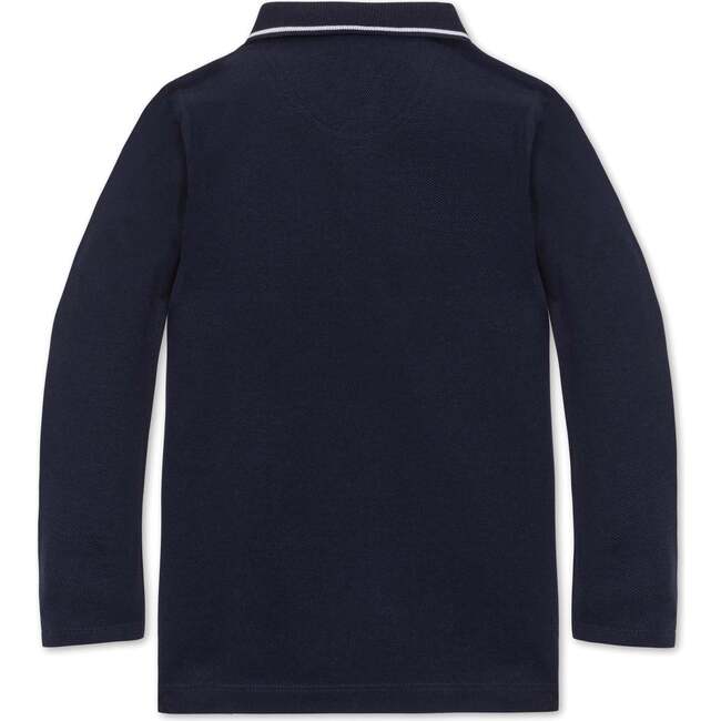 Organic Long Sleeve Colorblock Jersey Polo, Navy and Dark Gray Heather - Polo Shirts - 3