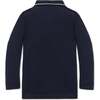 Organic Long Sleeve Colorblock Jersey Polo, Navy and Dark Gray Heather - Polo Shirts - 3 - thumbnail