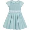 Organic Puff Sleeve Smocked Party Dress with Peter Pan Collar, Robin's Egg Blue - Dresses - 1 - thumbnail