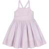 Organic Sleeveless Special Occasion Sundress with Bow Back Detail and Embroidery, Light Lavender - Dresses - 1 - thumbnail