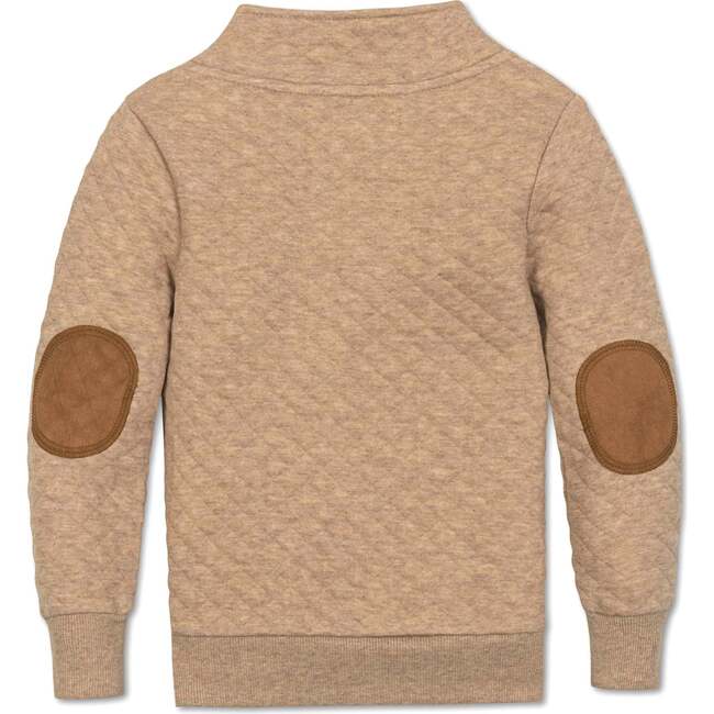 Long Sleeve Quilted Kanga Half Zip Pullover, Camel Heather Quilted - Sweatshirts - 3