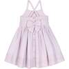 Organic Sleeveless Special Occasion Sundress with Bow Back Detail and Embroidery, Light Lavender - Dresses - 2 - thumbnail