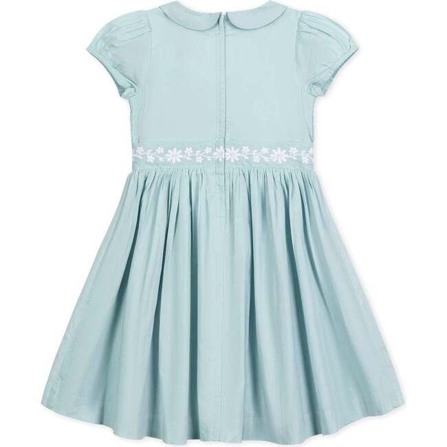 Organic Puff Sleeve Smocked Party Dress with Peter Pan Collar, Robin's Egg Blue